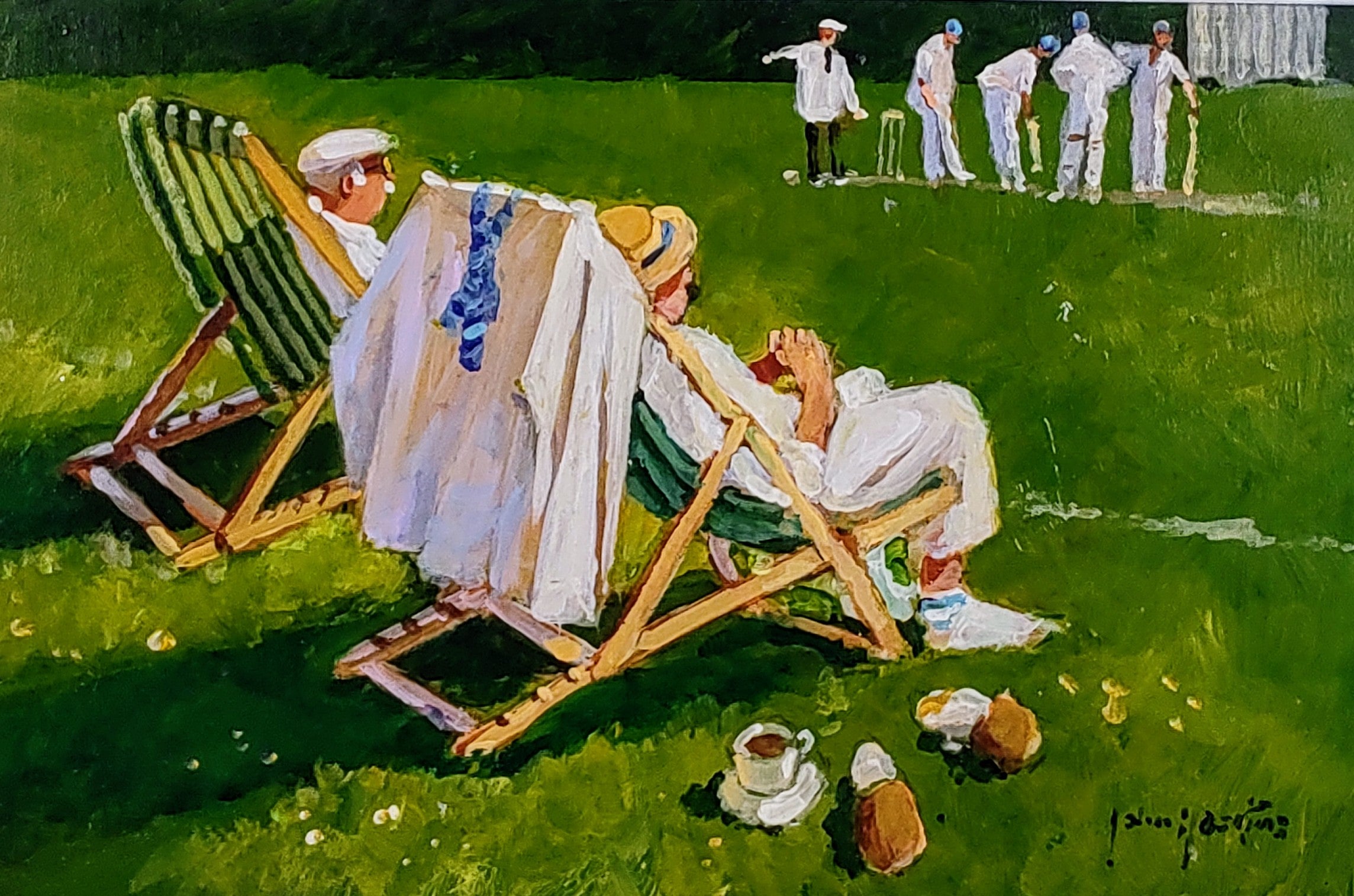 John Haskins art - 'Umpires Decision', Original Oil on Board, Framed - Primrose Gallery and Framing 