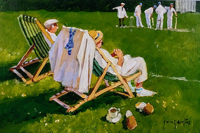 John Haskins art - 'Umpires Decision', Original Oil on Board, Framed - Primrose Gallery and Framing 