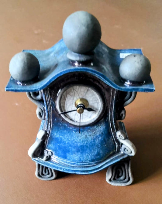 Stonesplitter- Small Blue Raku Clock