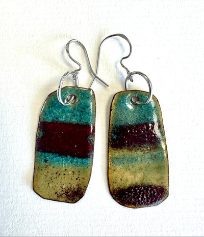 Ruby Hunt - Rectangular Striped Earrings - Primrose Gallery and Framing 