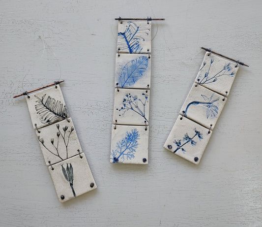 Copy of Dawn Isaac - Ceramic Hanging Tile Quartet Floral
