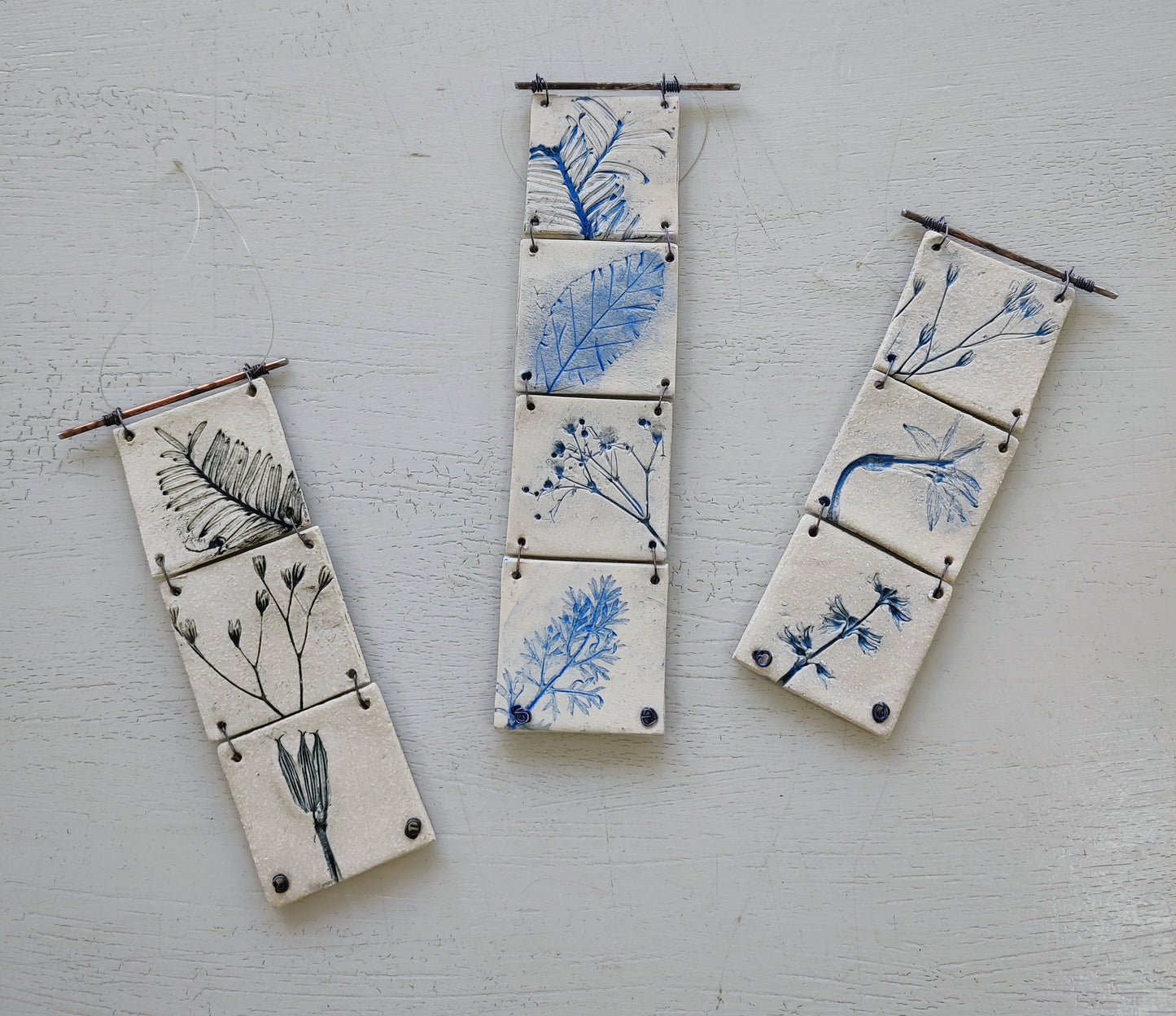 Copy of Dawn Isaac - Ceramic Hanging Tile Quartet, Floral