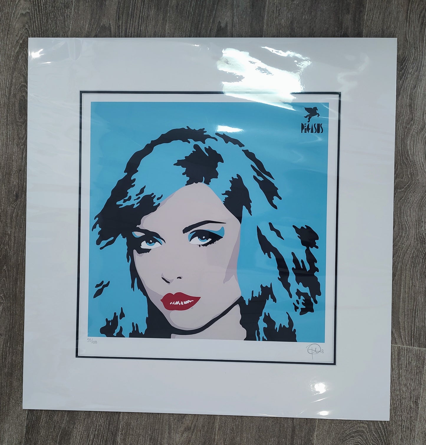 Pegasus- Debbie- Blue, Framed Limited Edition Pop Art Mounted Print of Blondie