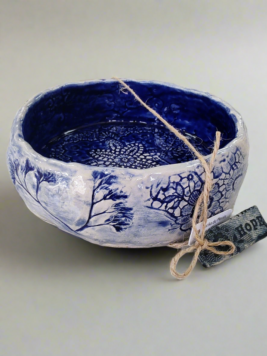 Marika Du Plessis- Blue Lace Pressed Ceramic Bowl