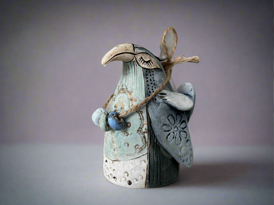 Marika Du Plessis- Small ceramic blue bird with lace details