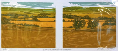 Sorrell Kinley - Looking West From Lamport, Lino Print