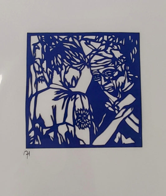 Mark Curtis Hughes- Snapshot #1, Original Mini Papercut on Cream Mount