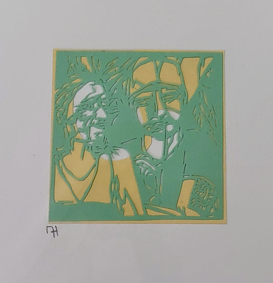 Mark Curtis Hughes- Snapshot #4, Original Mini Papercut on Cream Mount