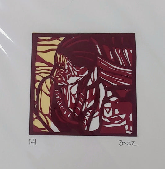 Mark Curtis Hughes- Snapshot #6, Original Mini Papercut on Cream Mount