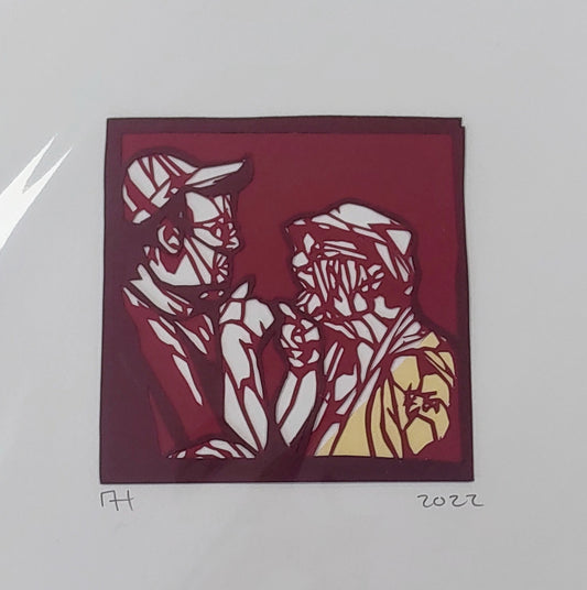 Mark Curtis Hughes- Snapshot #7, Original Mini Papercut on Cream Mount