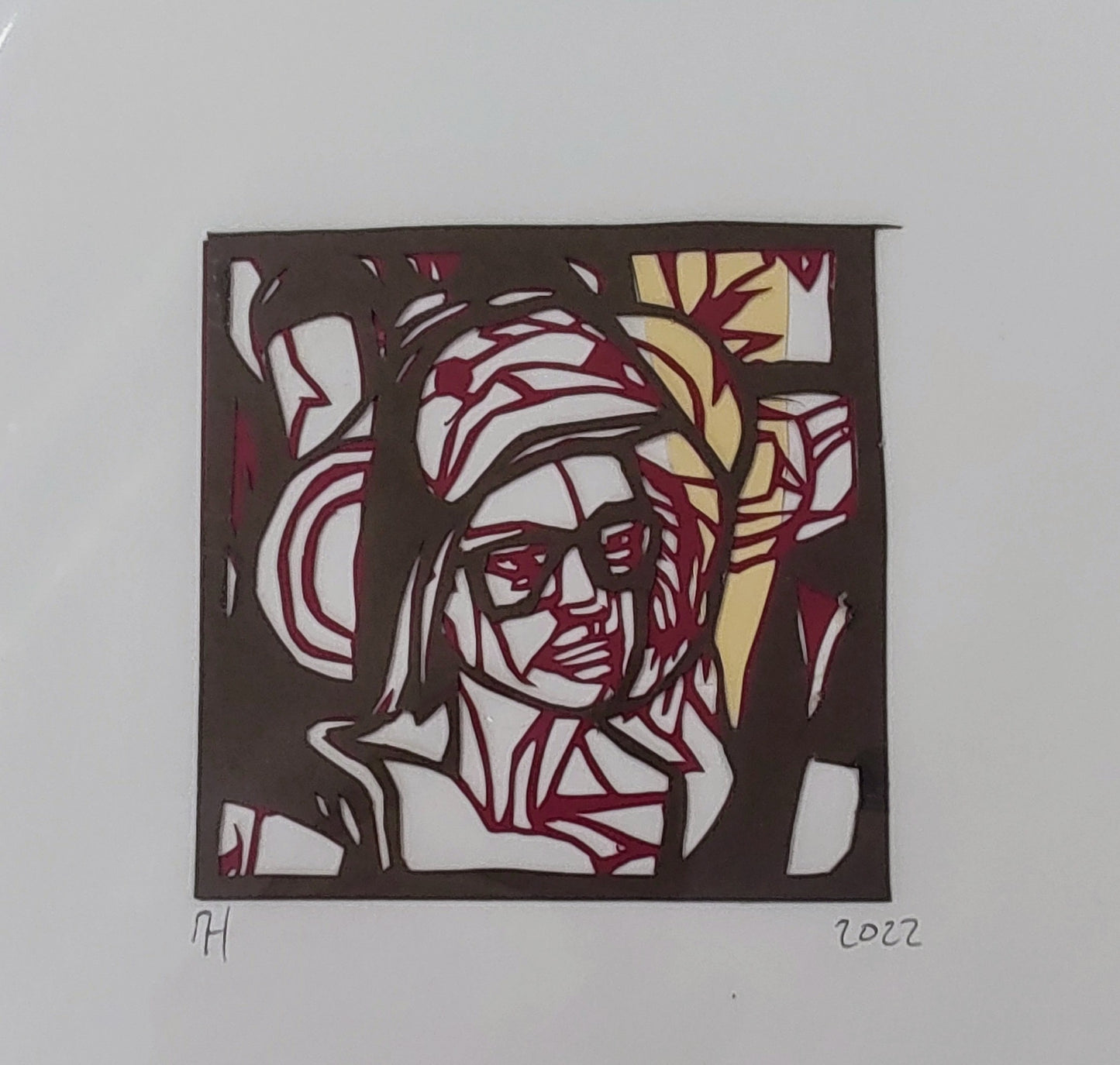 Mark Curtis Hughes- Snapshot #8, Original Mini Papercut on Cream Mount