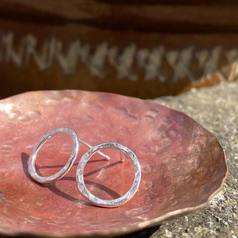 Zoe Ruth- Open Circle Silver Hammered Stud