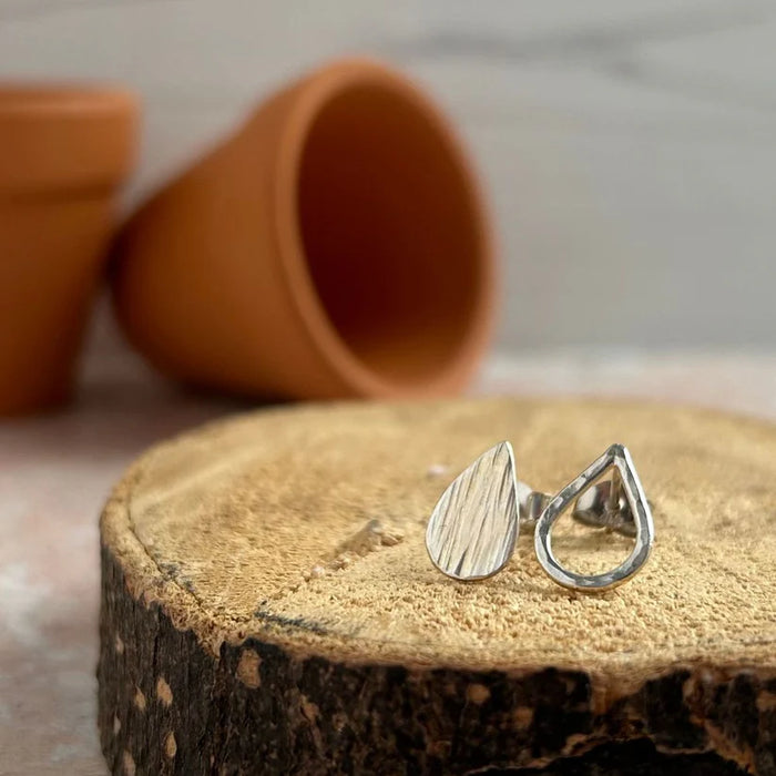 Zoe Ruth- Silver Asymmetric Tear Drop Studs