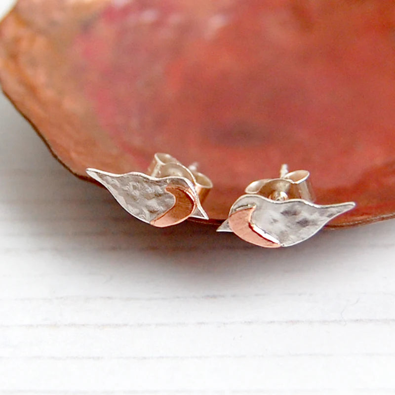 Zoe Ruth- Silver and Copper Robin Studs