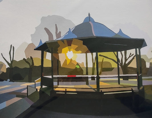 Sam Wadsworth- The Bandstand, Setting Sun, Northampton, Ltd Edition Print