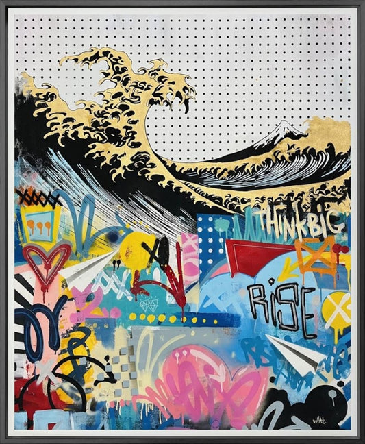 Bollee Patino - Stay Gold, Original Framed Mixed Media
