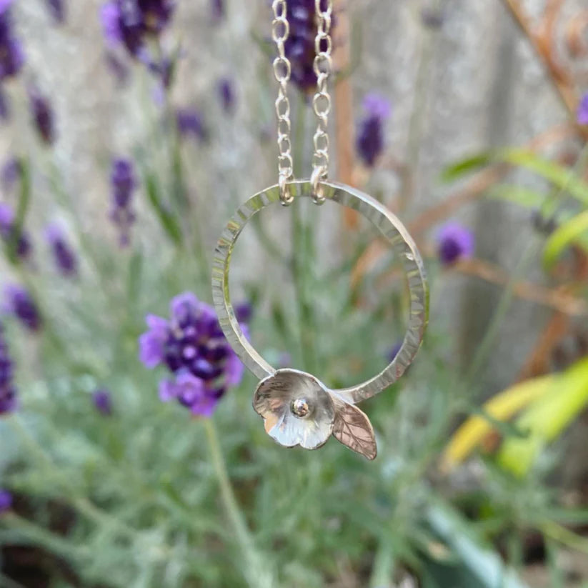 Zoe Ruth- Silver Open Circle Flower Necklace