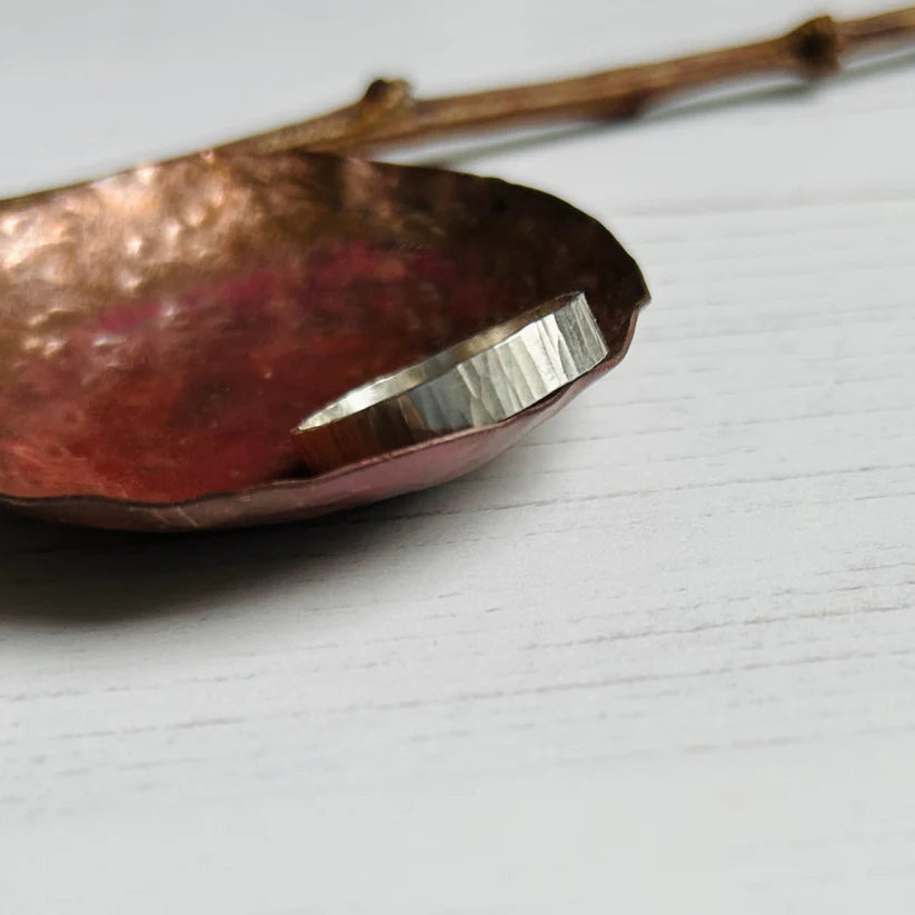 Zoe Ruth - Silver Treebark Wide Ring -  Size R