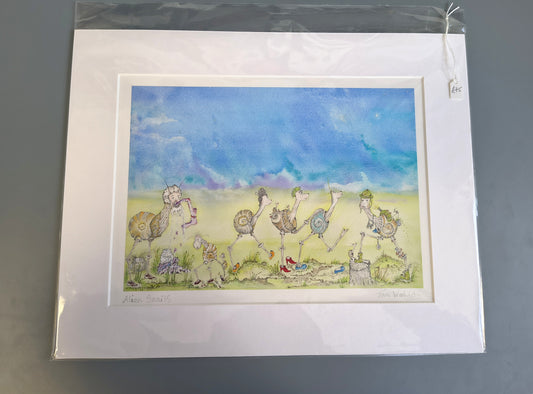 Jane Warwick -Alien Snails, Mounted Ltd Edition Hand Embellished Print