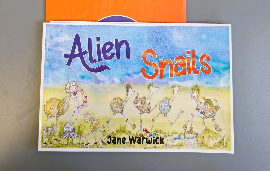Jane Warwick -Alien Snails, Mounted Ltd Edition Hand Embellished Print - Primrose Gallery and Framing 
