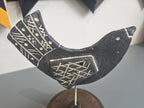 Dawn Isaac- Black Ceramic Bird on Vintage Wooden Plinth - Primrose Gallery and Framing 