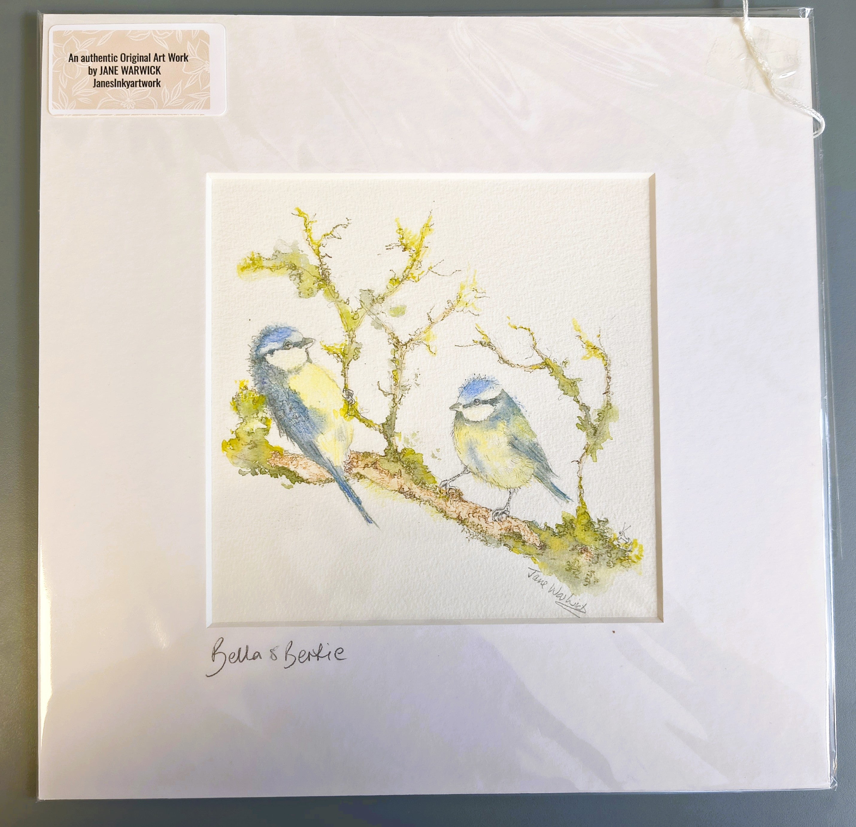 Jane Warwick - Bella and Bertie, Original Mounted pen, Ink and Watercolour - Primrose Gallery and Framing 