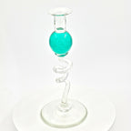 Aqua Glass Candlestick by Bob Crooks — product photograph, Primrose Gallery