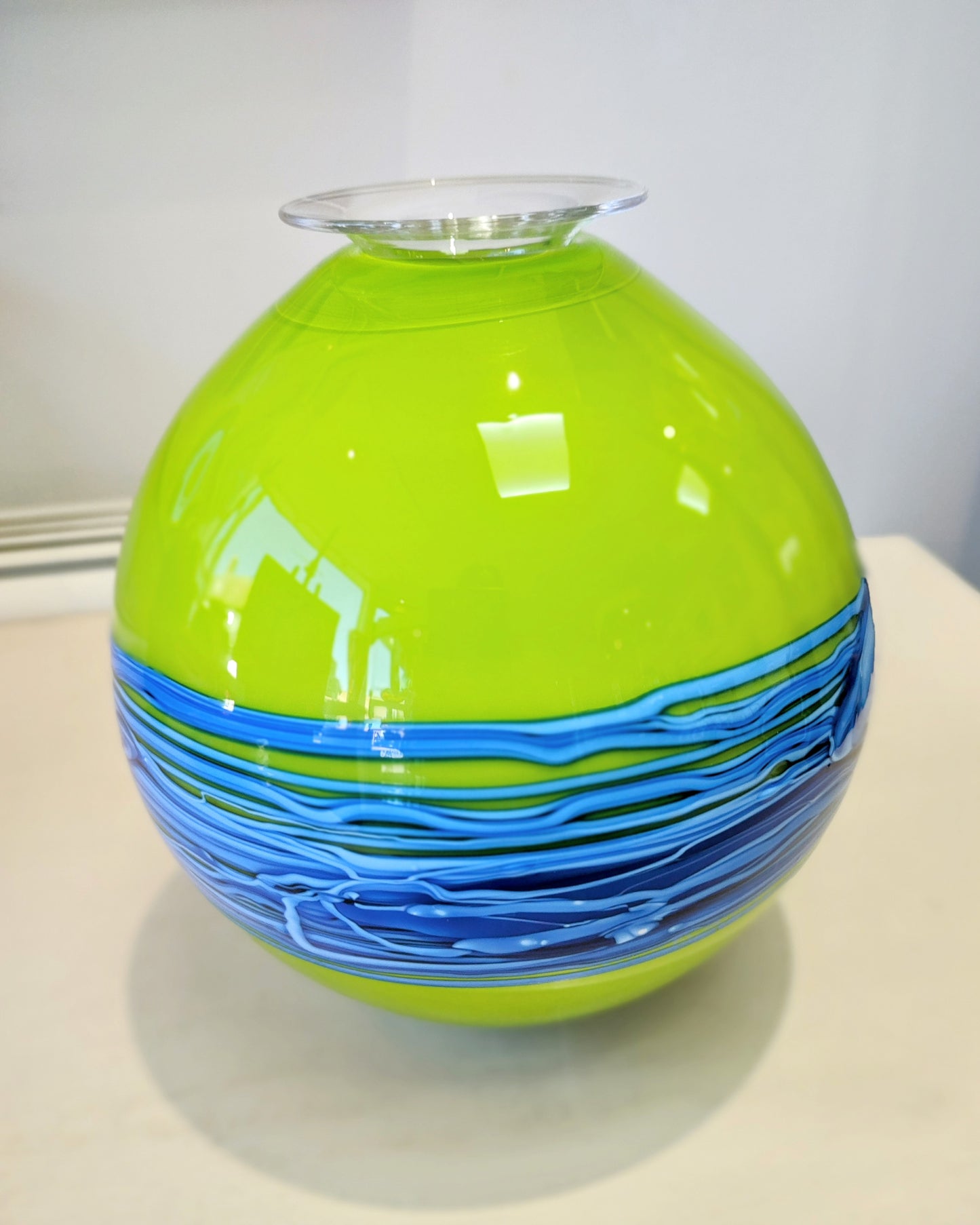 Bob Crooks- Hand Blown Lime Flower Bomb, British Made