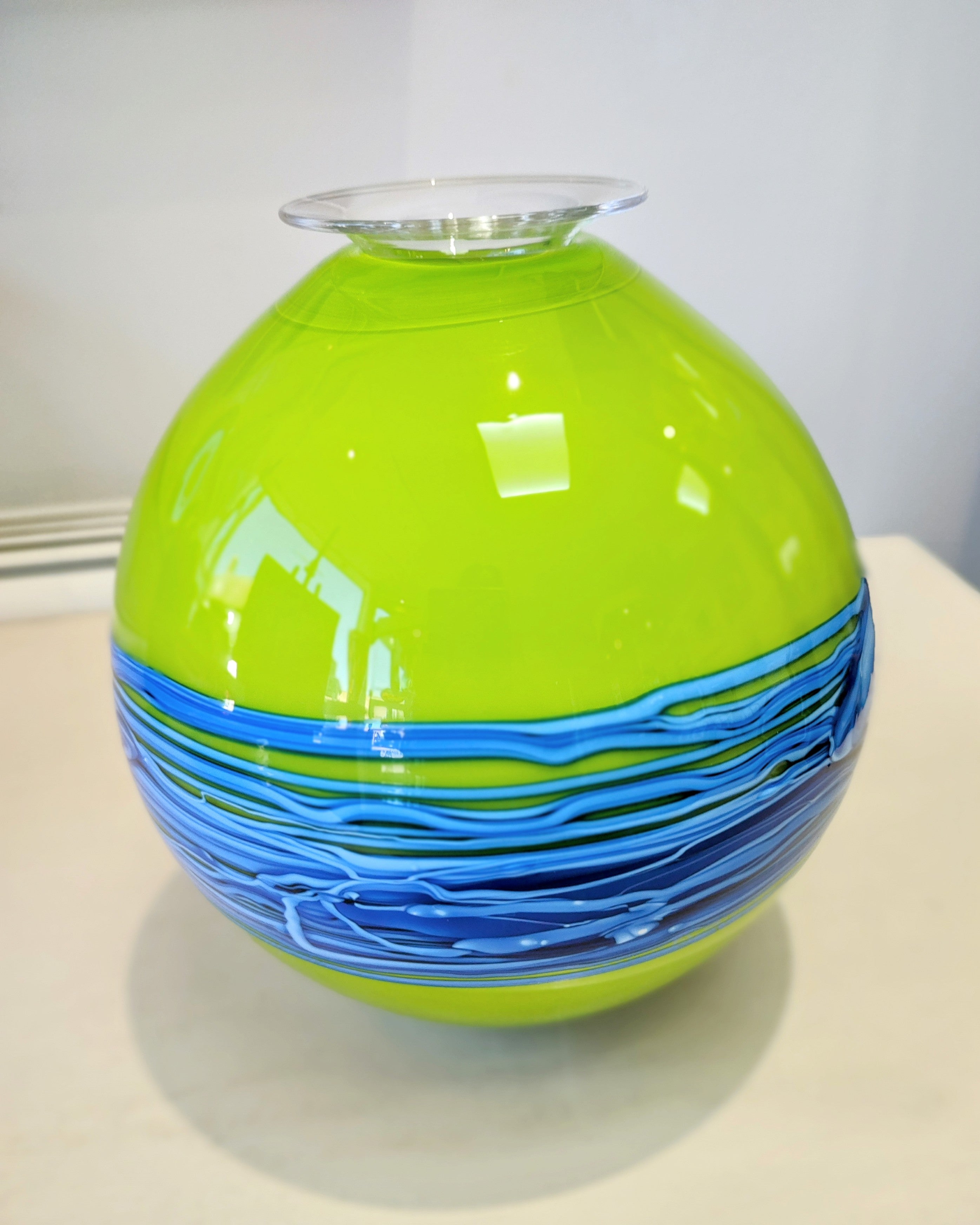 Bob Crooks- Hand Blown Lime Flower Bomb, British Made - Primrose Gallery and Framing 