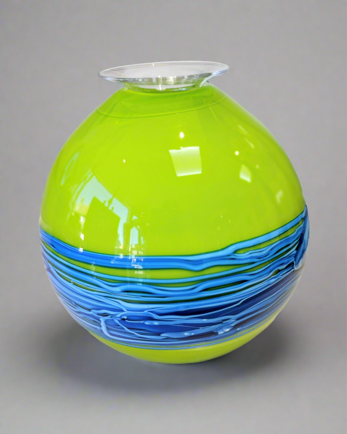 Bob Crooks- Hand Blown Lime Flower Bomb, British Made