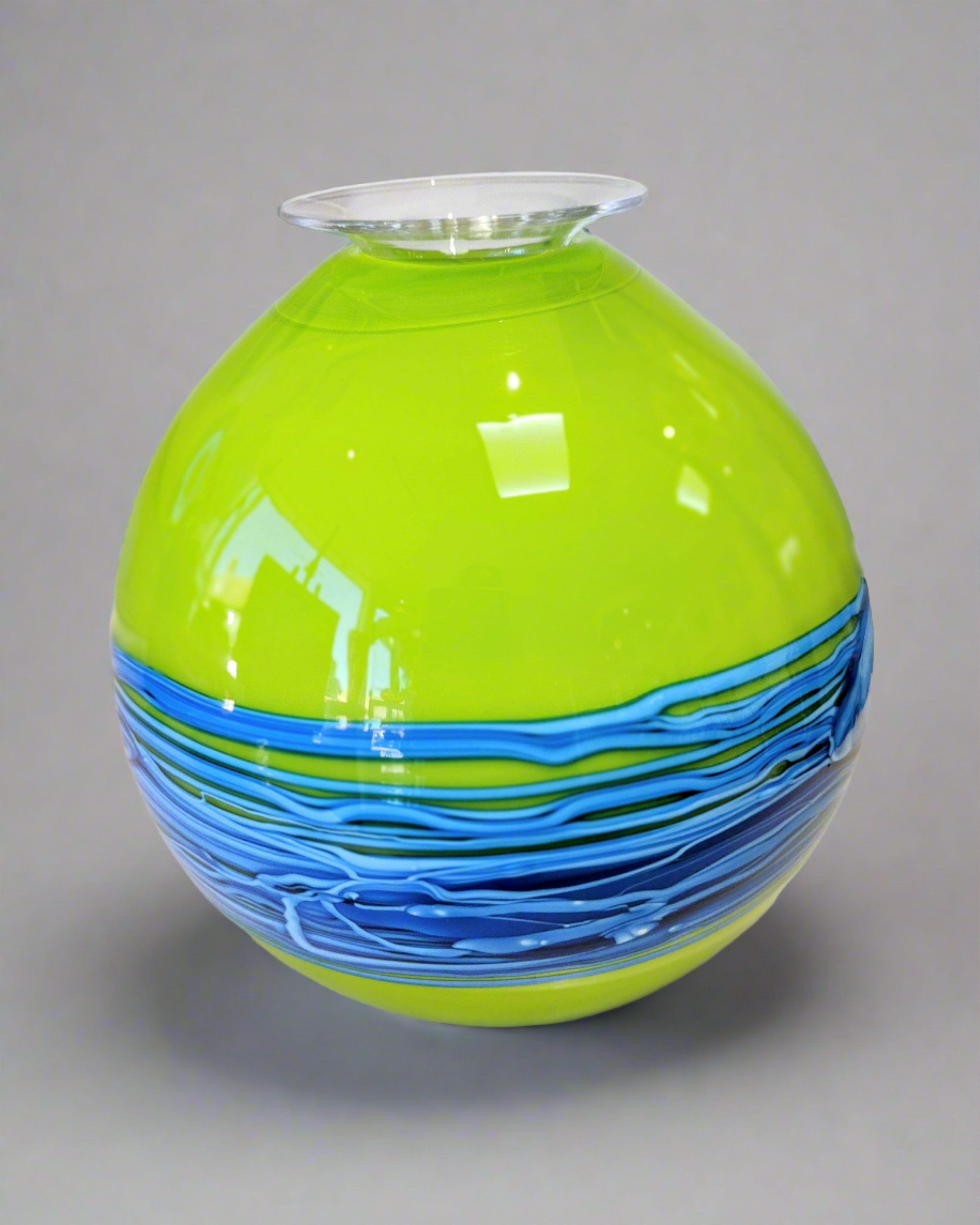 Bob Crooks- Hand Blown Lime Flower Bomb, British Made - Primrose Gallery and Framing 