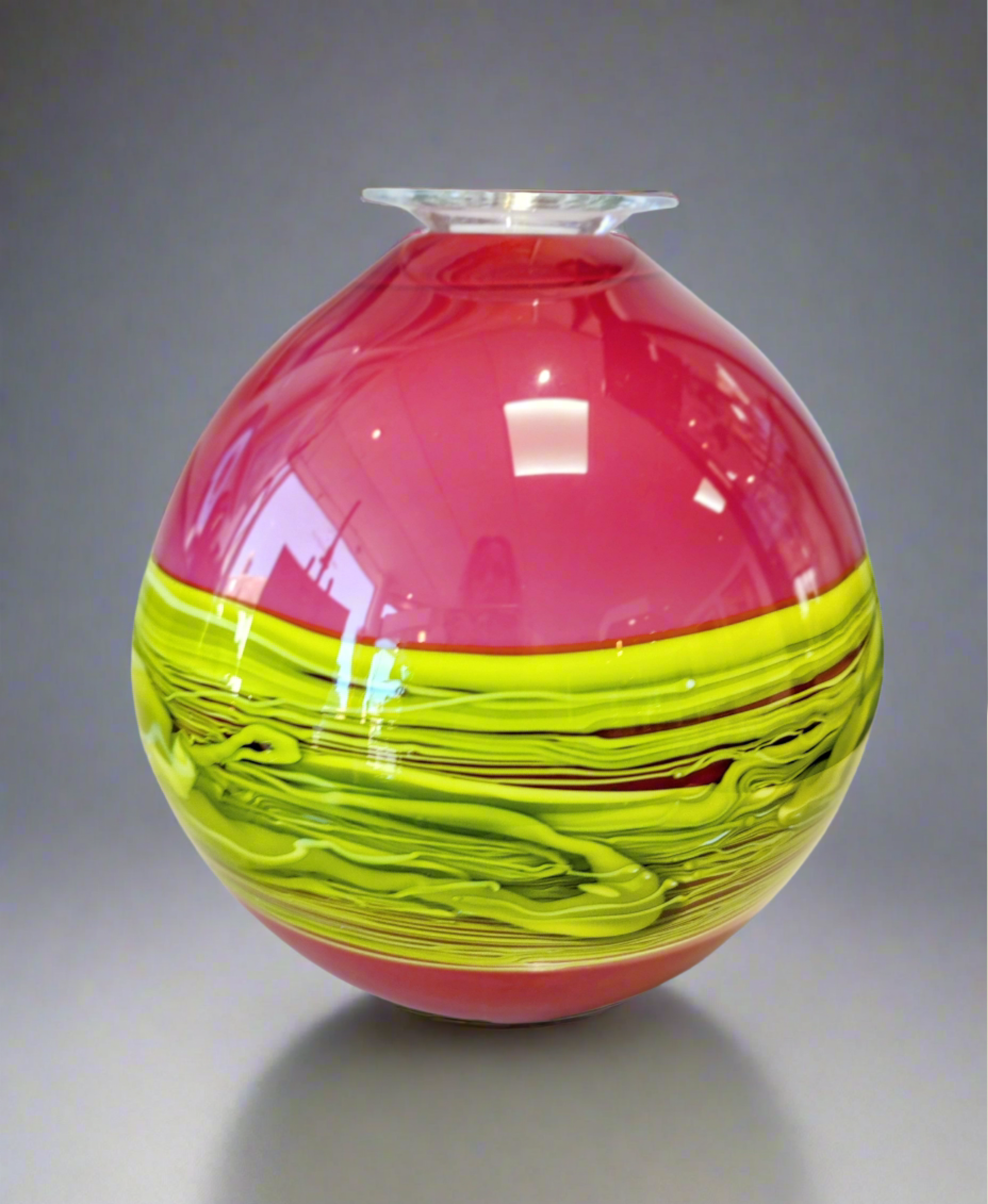 Bob Crooks- Hand Blown Raspberry Flower Bomb, British Made - Primrose Gallery and Framing 