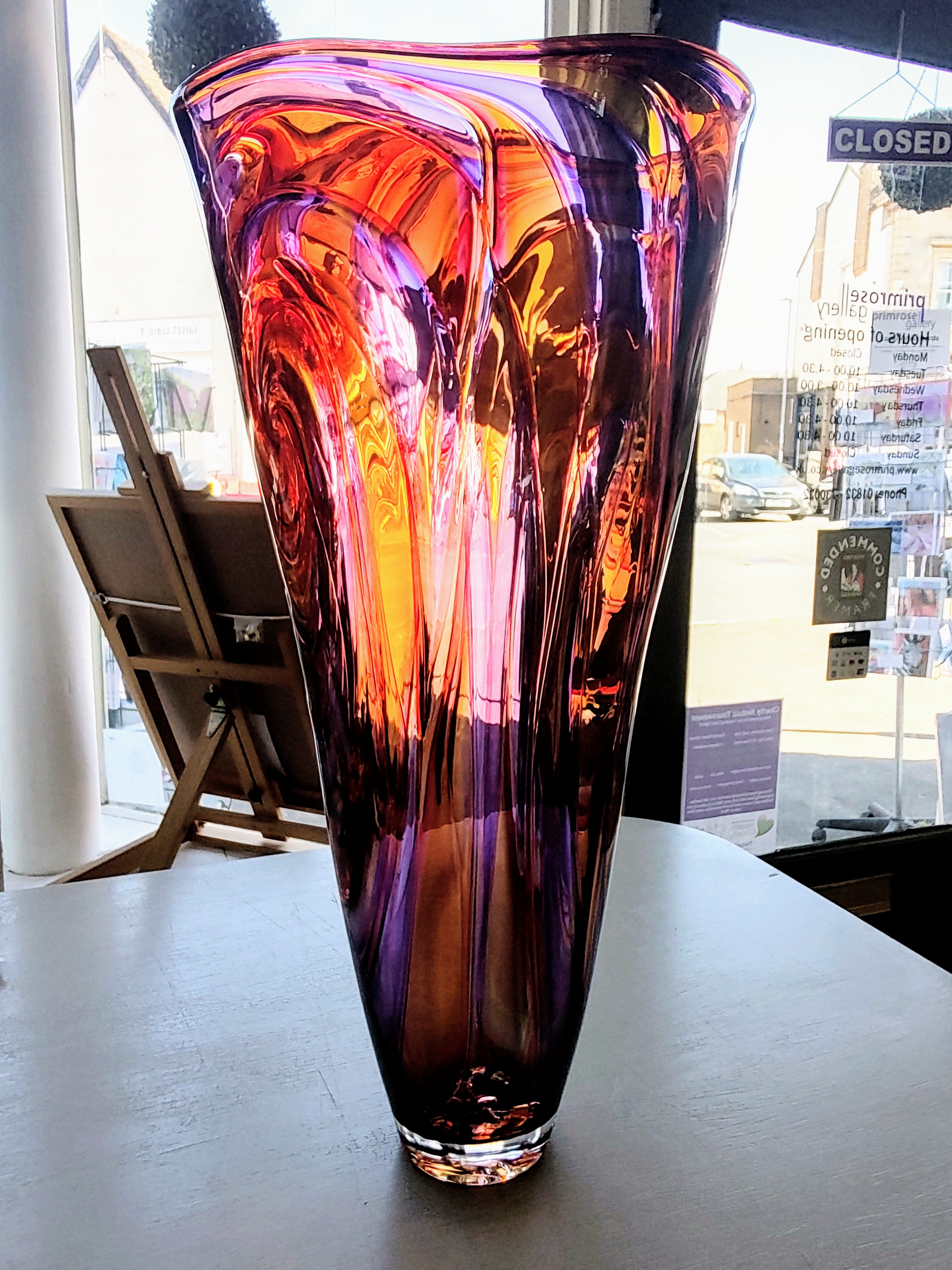 Bob Crooks-Jurassic, Unique Hand Blown British Glass Vase - Primrose Gallery and Framing 
