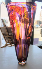 Bob Crooks-Jurassic, Unique Hand Blown British Glass Vase - Primrose Gallery and Framing 