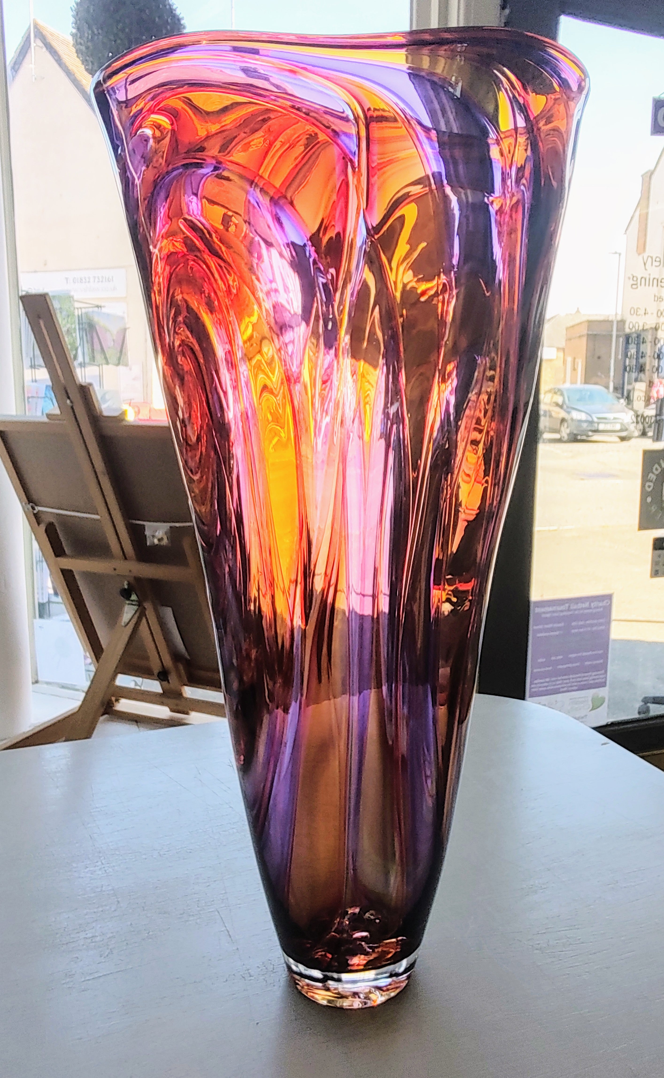 Bob Crooks-Jurassic, Unique Hand Blown British Glass Vase - Primrose Gallery and Framing 