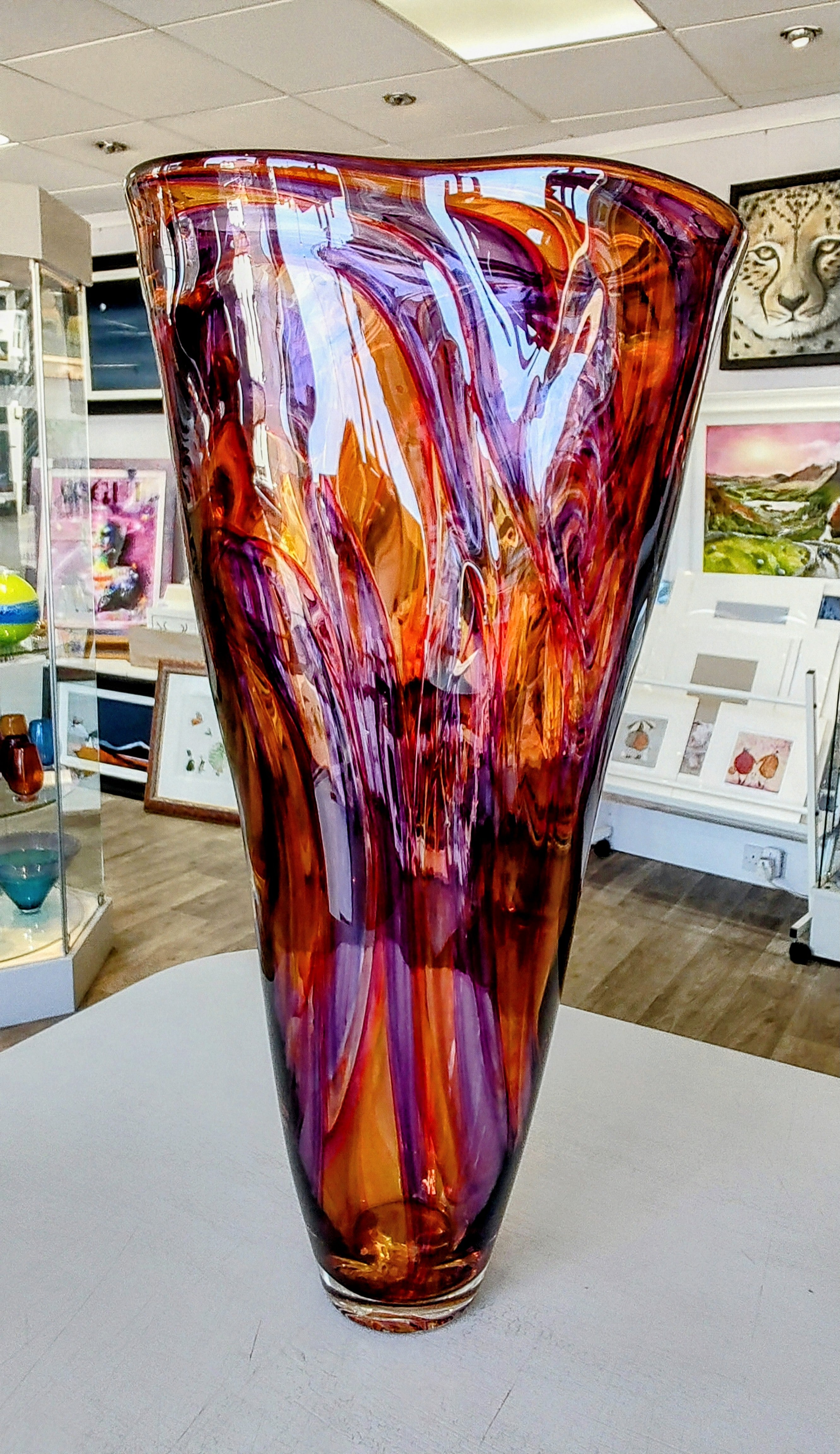 Bob Crooks-Jurassic, Unique Hand Blown British Glass Vase - Primrose Gallery and Framing 