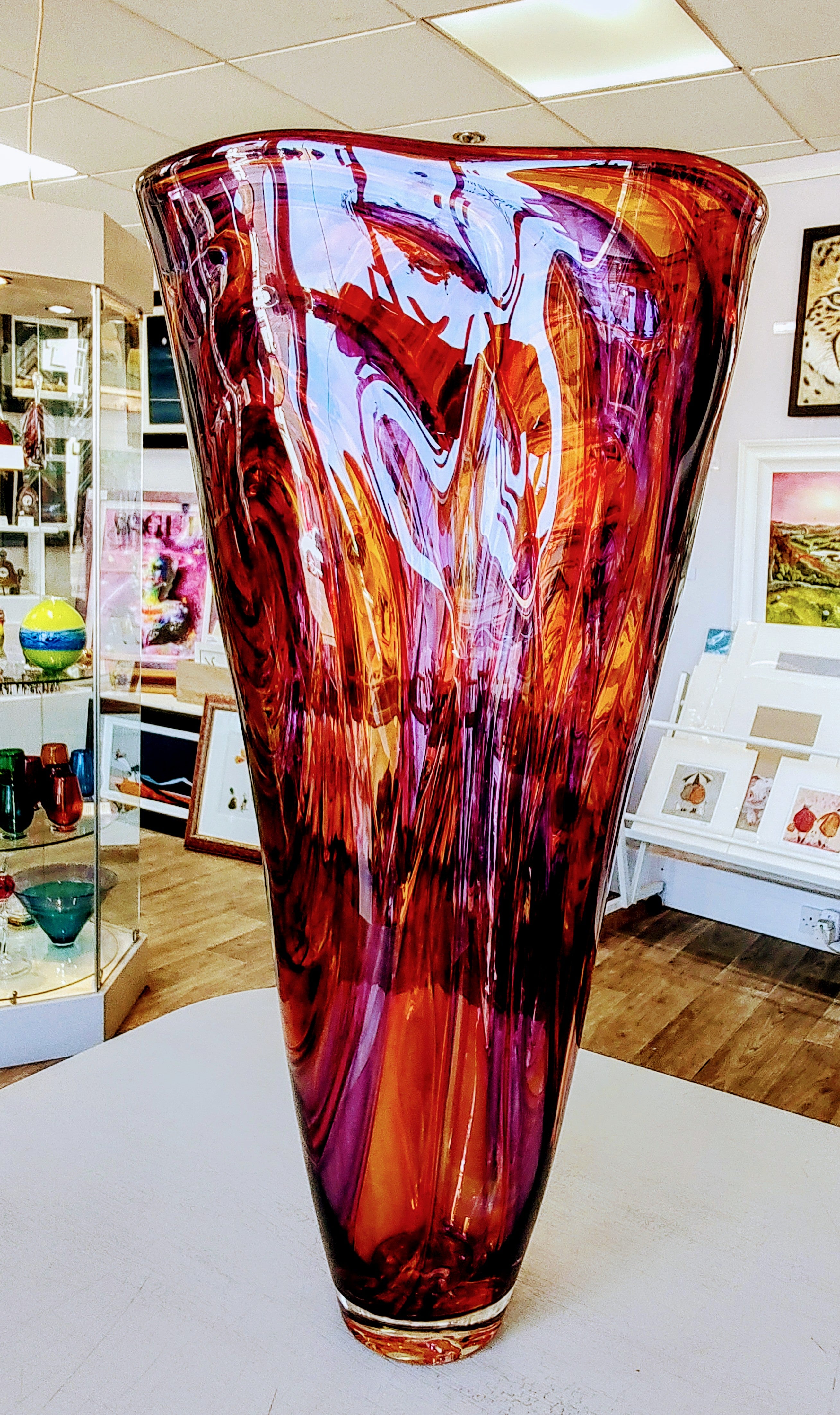 Bob Crooks-Jurassic, Unique Hand Blown British Glass Vase - Primrose Gallery and Framing 