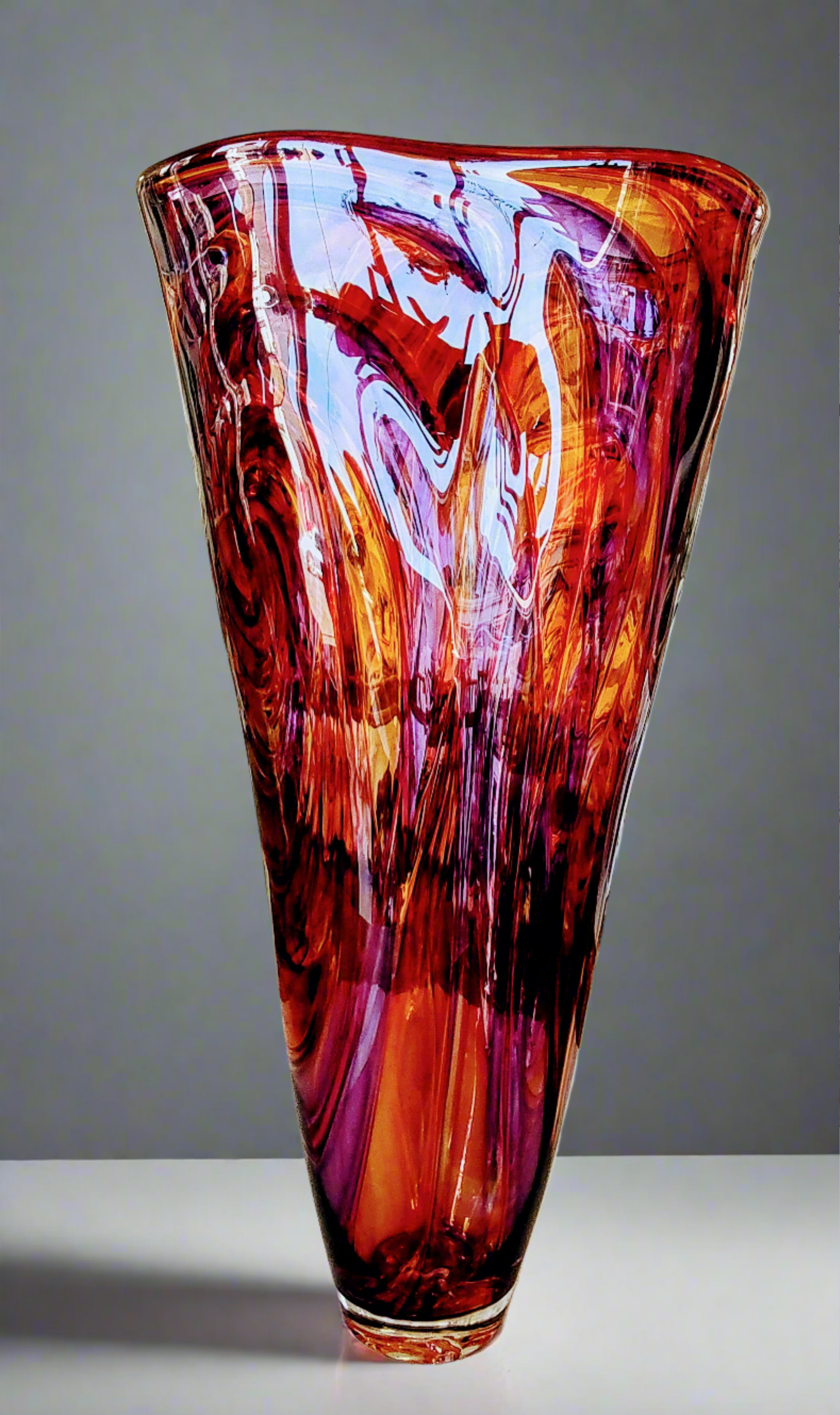 Bob Crooks-Jurassic, Unique Hand Blown British Glass Vase - Primrose Gallery and Framing 