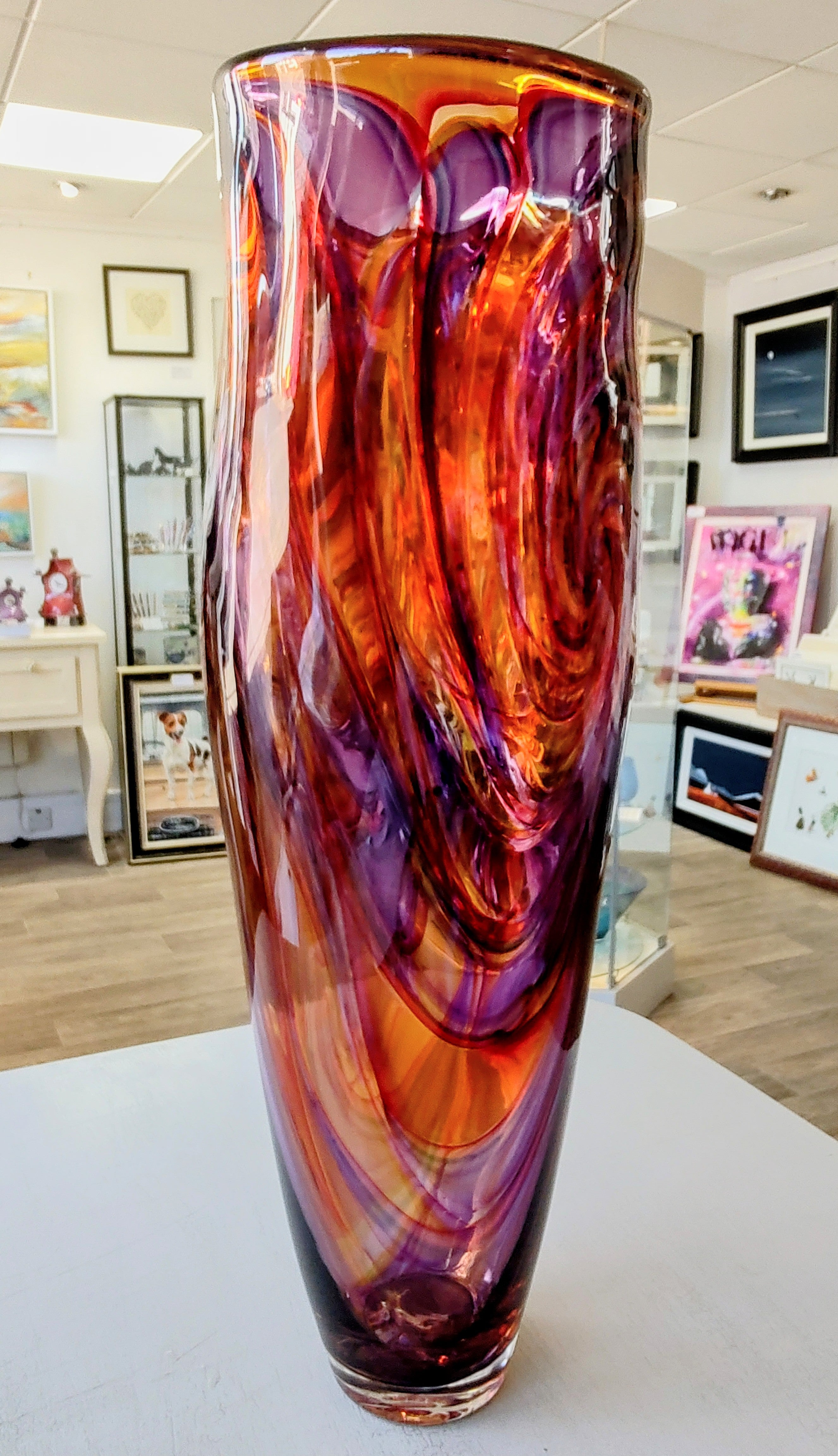 Bob Crooks-Jurassic, Unique Hand Blown British Glass Vase - Primrose Gallery and Framing 