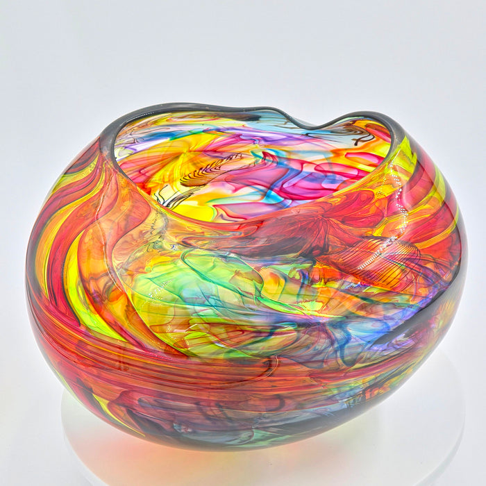 Bob Crooks-Parakeet, Unique Hand Blown British Glass Bowl