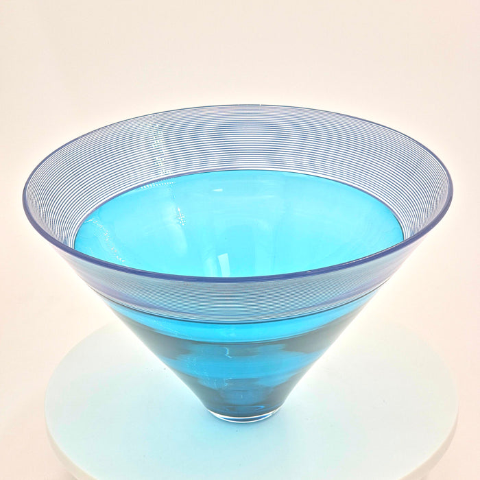 Bob Crooks-Hand Blown British Threaded Glass Bowl Glass Art
