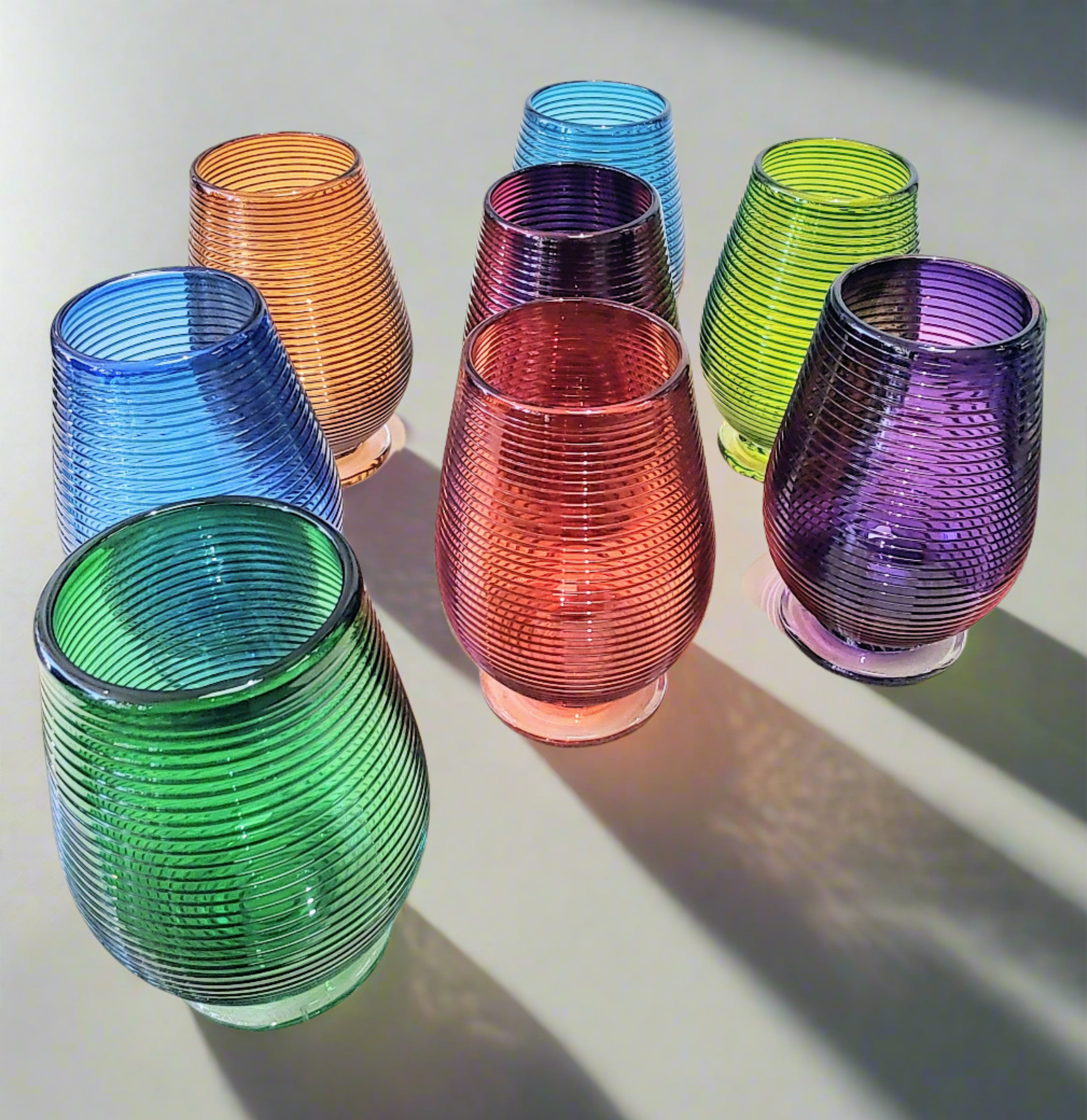 Bob Crooks- Hand Blown British Glass Venetian Spiral Tumblers - Primrose Gallery and Framing 
