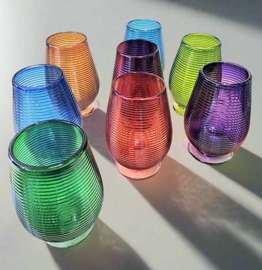 Bob Crooks- Hand Blown British Glass Venetian Spiral Tumblers