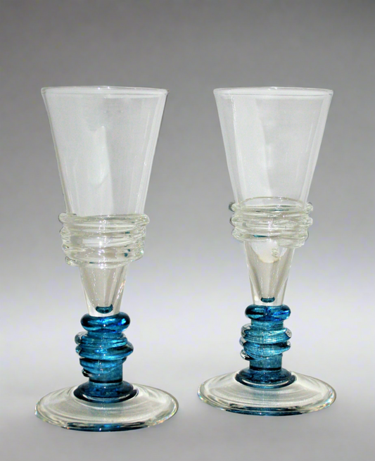 Bob Crooks- Hand Blown Ripple Champagne Glass, Made in Britain