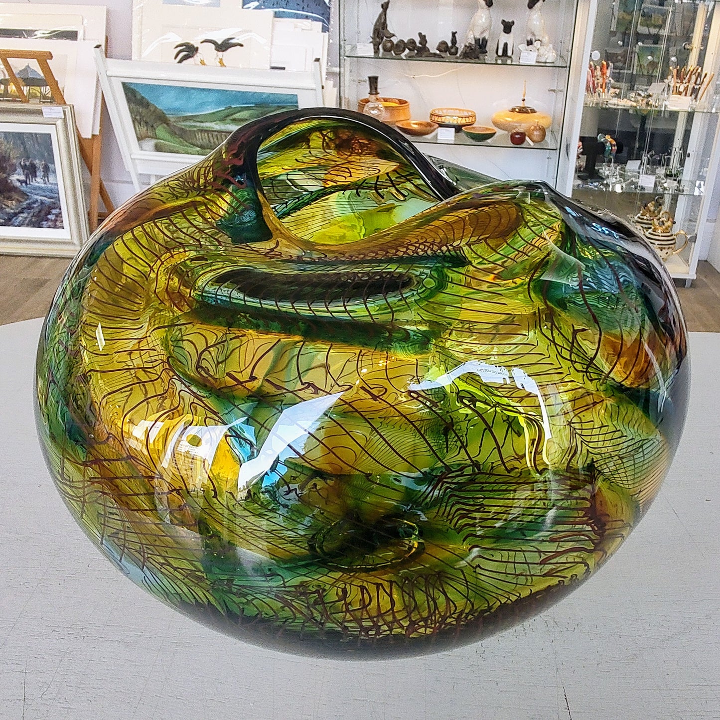 Bob Crooks-Mini Mosaic, Unique Hand Blown British Glass Bowl, Green