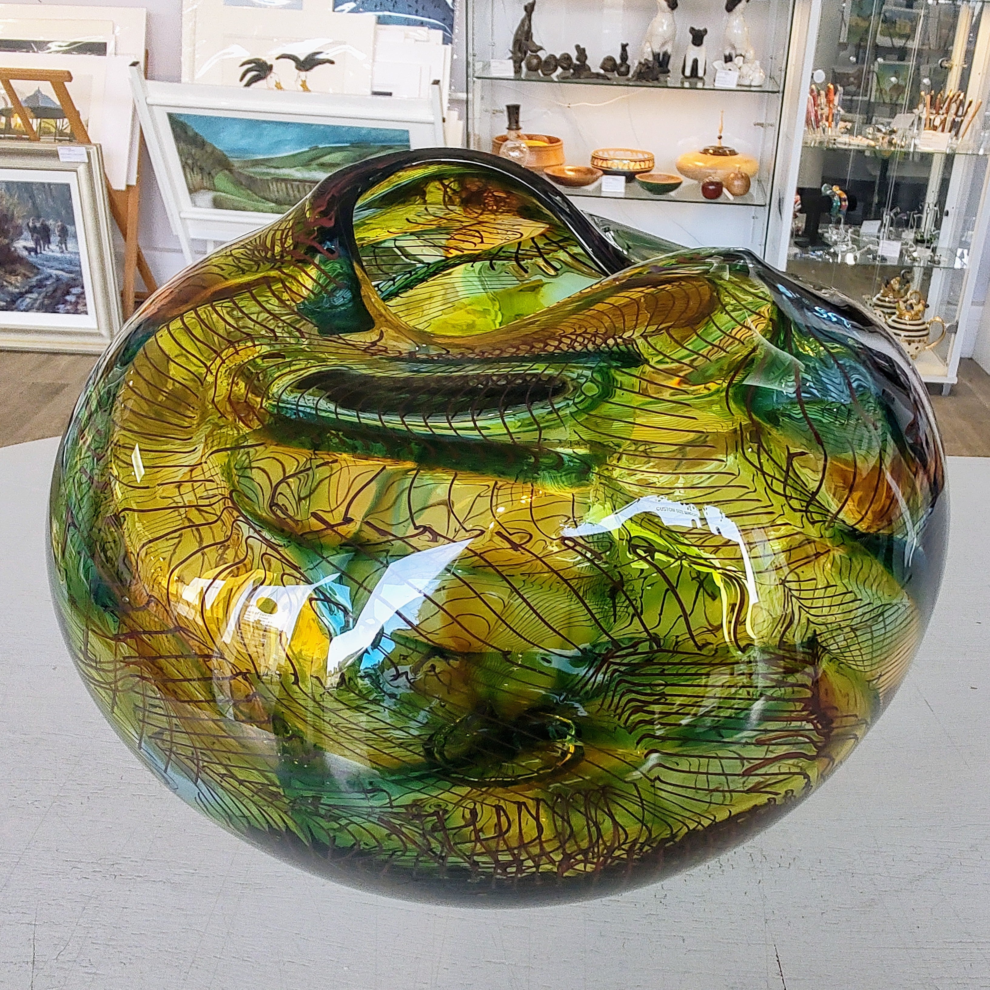 Bob Crooks-Mini Mosaic, Unique Hand Blown British Glass Bowl, Green - Primrose Gallery and Framing 