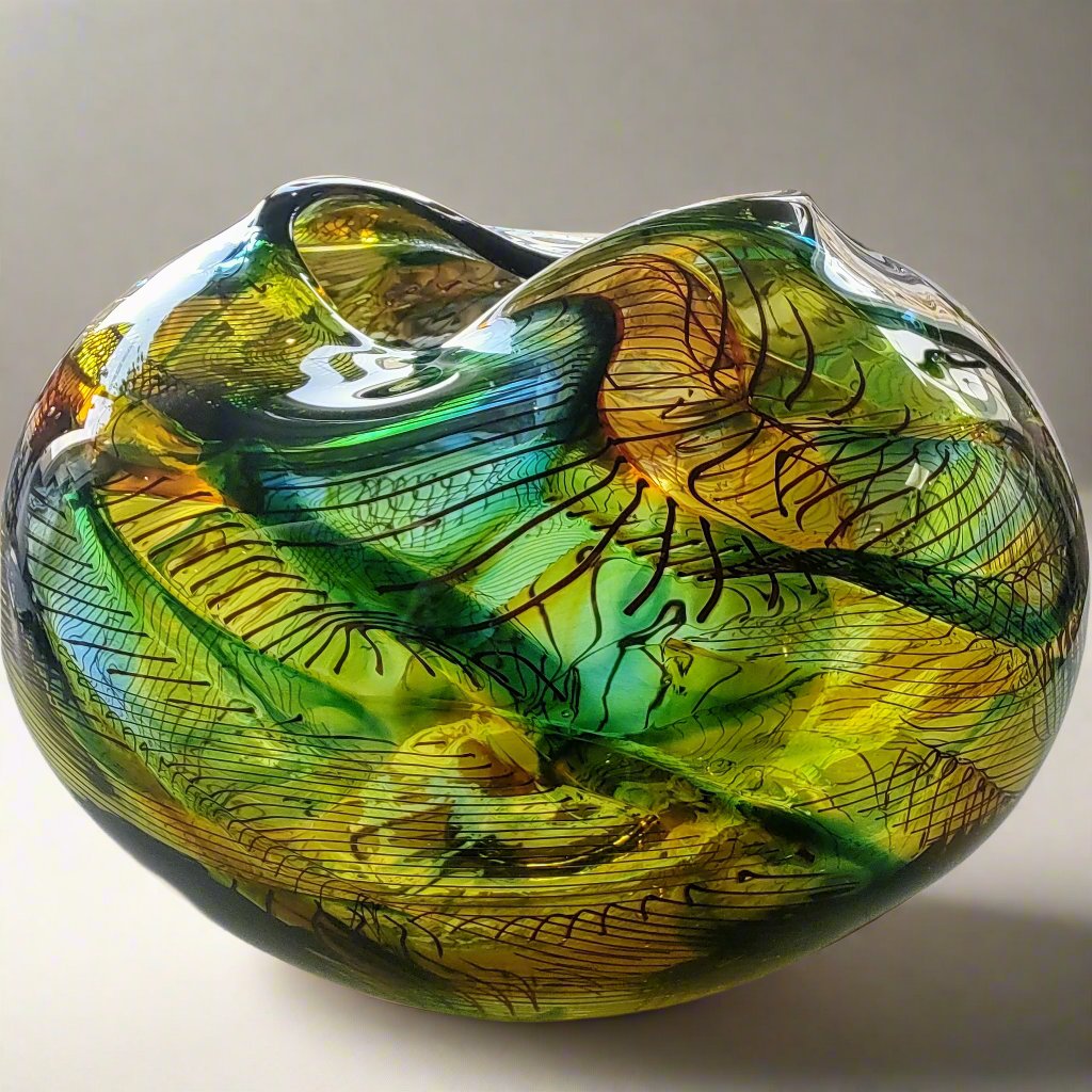 Bob Crooks-Mini Mosaic, Unique Hand Blown British Glass Bowl, Green