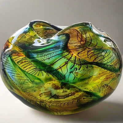 Bob Crooks-Mini Mosaic, Unique Hand Blown British Glass Bowl, Green - Primrose Gallery and Framing 