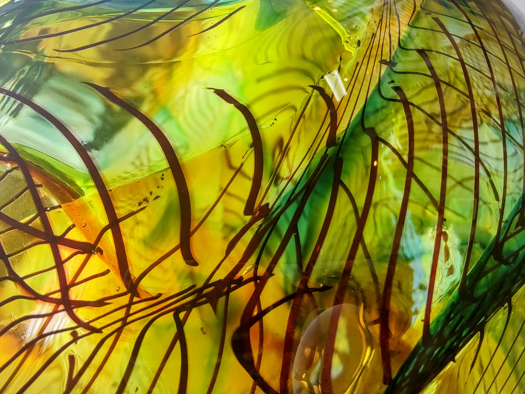 Bob Crooks-Mini Mosaic, Unique Hand Blown British Glass Bowl, Green - Primrose Gallery and Framing 