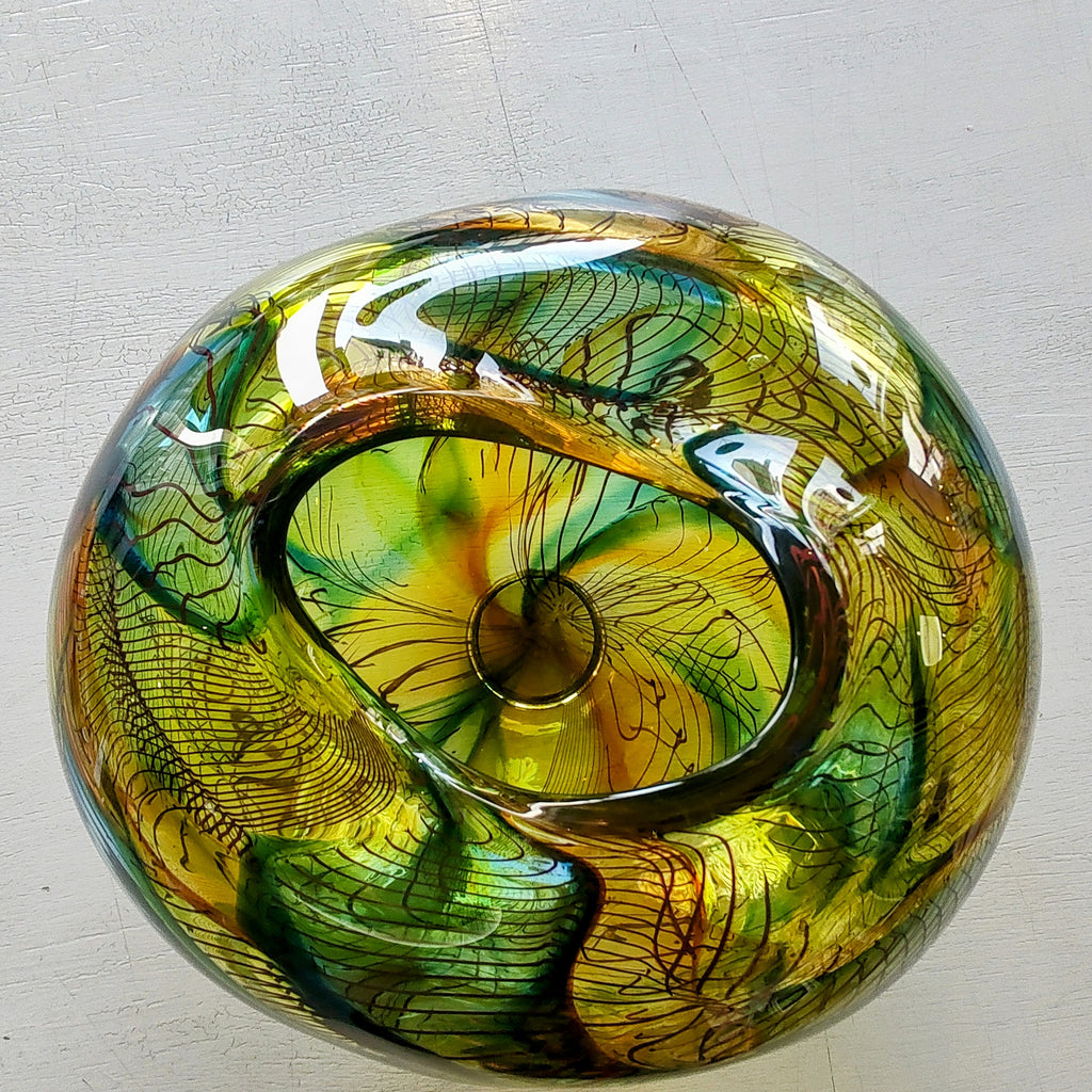 Bob Crooks-Mini Mosaic, Unique Hand Blown British Glass Bowl, Green - Primrose Gallery and Framing 